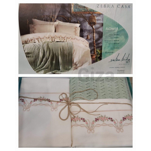 Набор постельное белье с покрывалом Zebra Casa FLOWER MINT Евро Артикул: 21201 LettoPerfetto фото 2