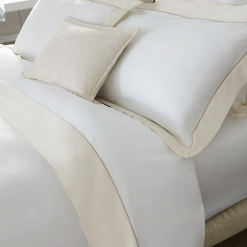 Постельное белье Fazzini QUADRILATERO 600TC А bianco+avorio белое-молочное Евро Артикул: 85577 LettoPerfetto фото 3