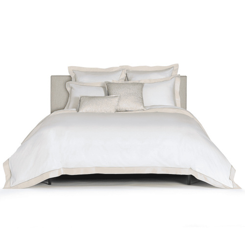 Постельное белье Fazzini QUADRILATERO 600TC А bianco+avorio белое-молочное Евро Артикул: 85577 LettoPerfetto