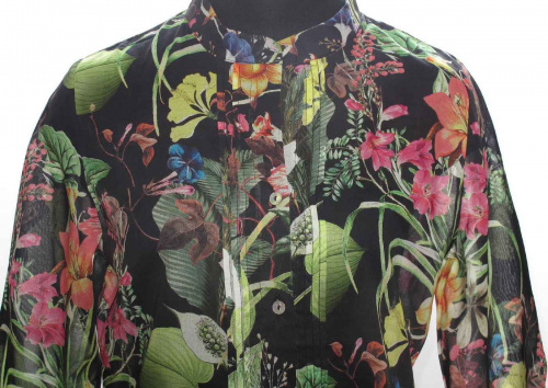 Туника-рубашка Furstenberg FLOWERS ON BLACK фото 3