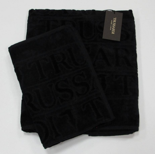 Комплект махровых полотенец Trussardi OVERLOGO 005 Black черный Артикул: 96406 LettoPerfetto