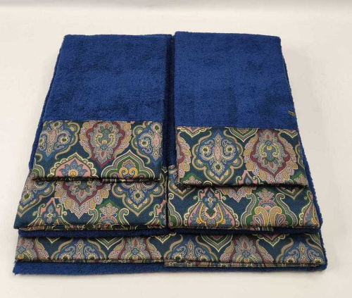 Комплект полотенец Etro 7PLIES AV800 X0883 blue синий Пять штук Артикул: 70126 LettoPerfetto