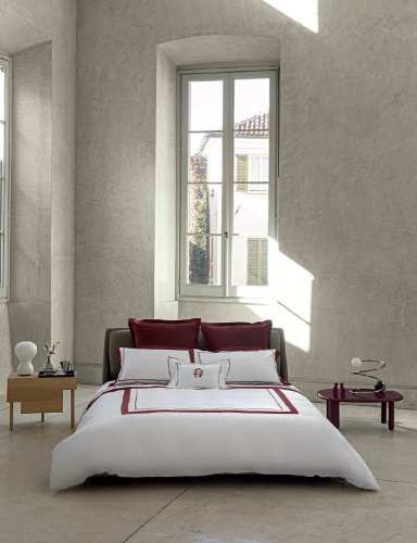 Постельное белье Fazzini DARSENA 6 bianco+burgundy белый с бордовым Евро Артикул: 85583 LettoPerfetto фото 2