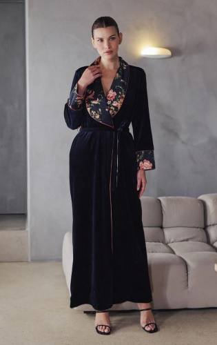 Халат Marjolaine BERNADETTE 4BER2201 0181 Fleur/Buvard черный фото 2