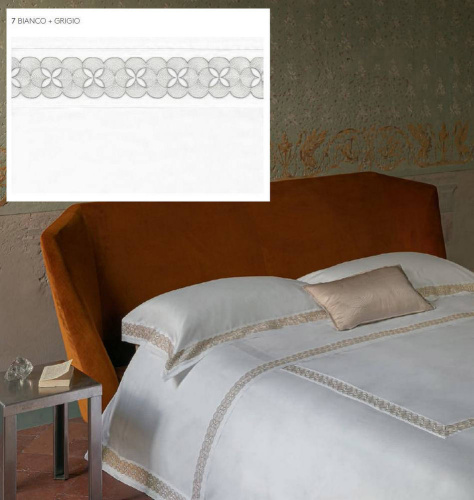 Постельное белье Fazzini BRAMANTE 7 bianco+grigio белый с серым Евро Артикул: 85594 LettoPerfetto