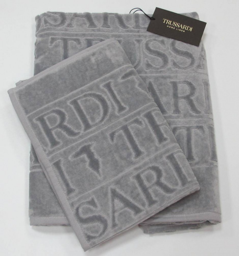Комплект махровых полотенец Trussardi OVERLOGO 004 Grey серый Артикул: 96405 LettoPerfetto